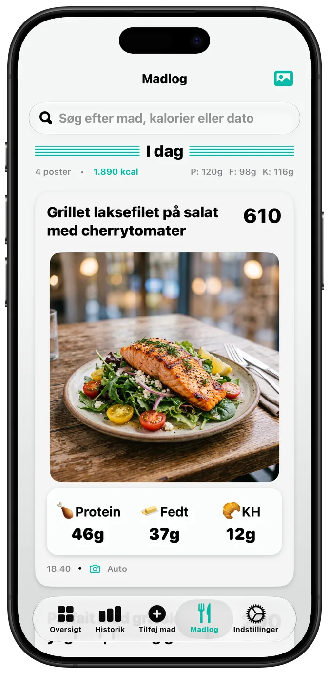 Madloggen med »Fed tekst« slået til, alle etiketter i en kraftigere skrift