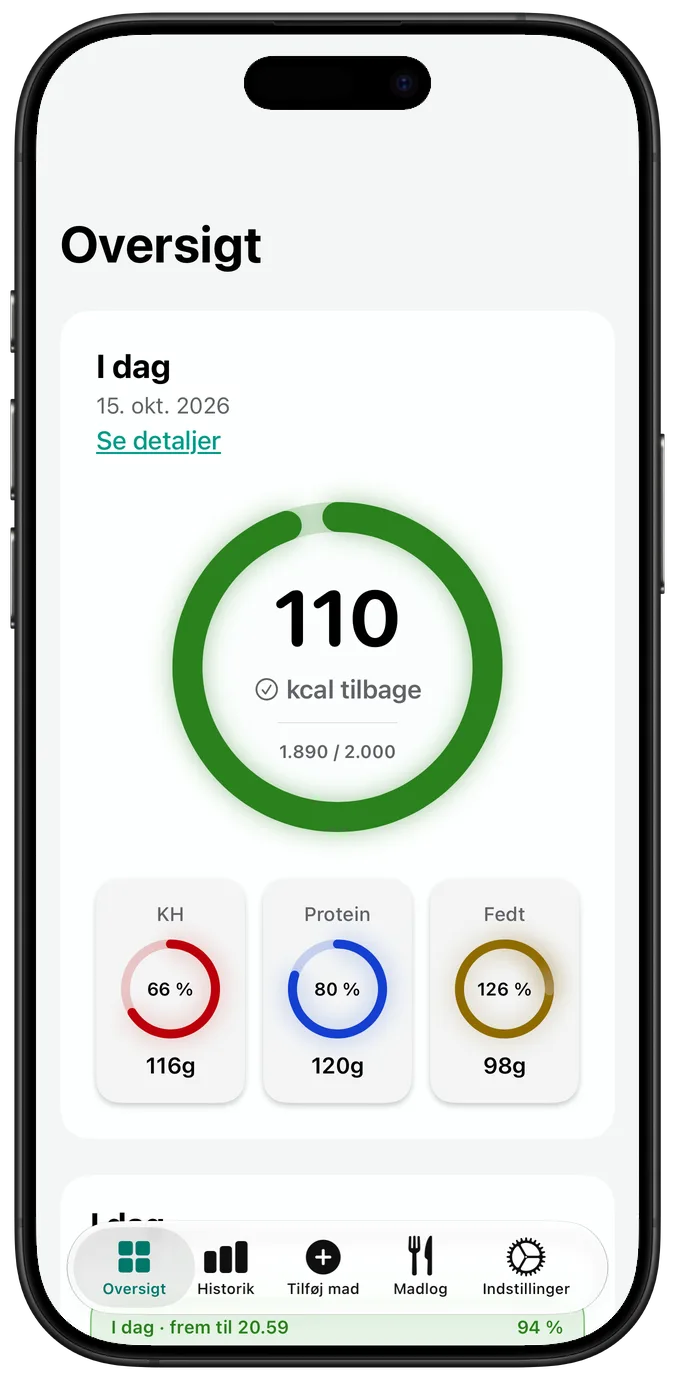 Oversigten med »Forøg kontrast« slået til, ringene i kraftigere farver