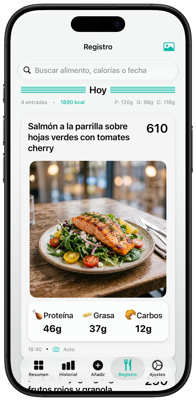 Registro de comidas con fotos