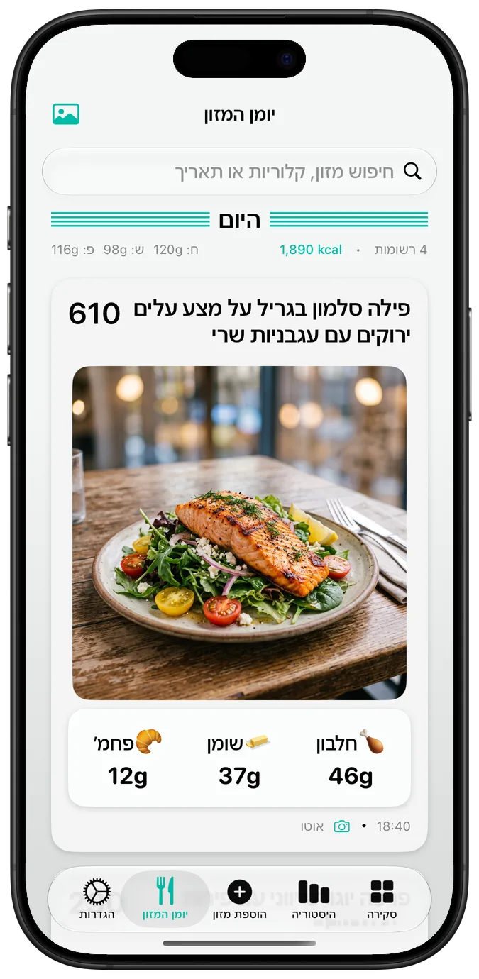 יומן מזון עם תמונות