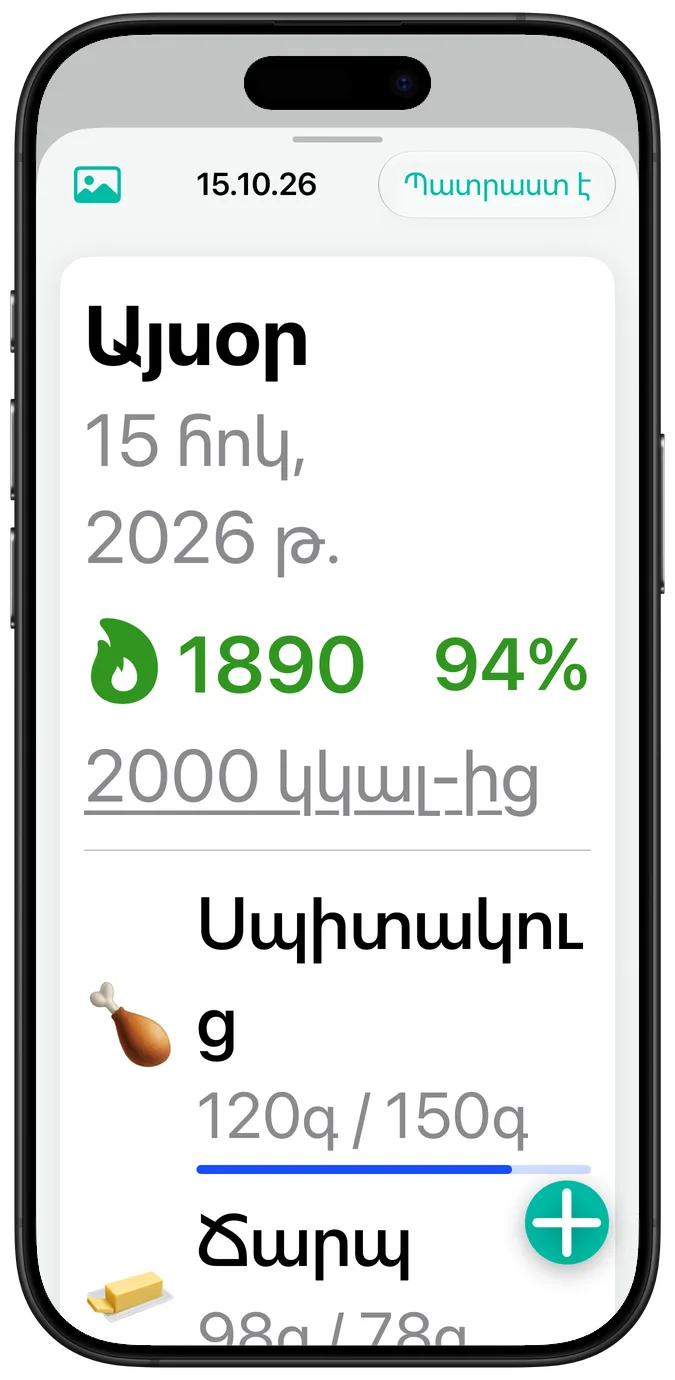Օրվա ամփոփումը մատչելիության ամենամեծ տեքստի չափով՝ յուրաքանչյուր մակրոյի թվերը տեղափոխված նրա անվան տակ