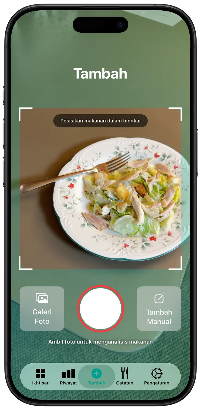 Layar tambah makanan