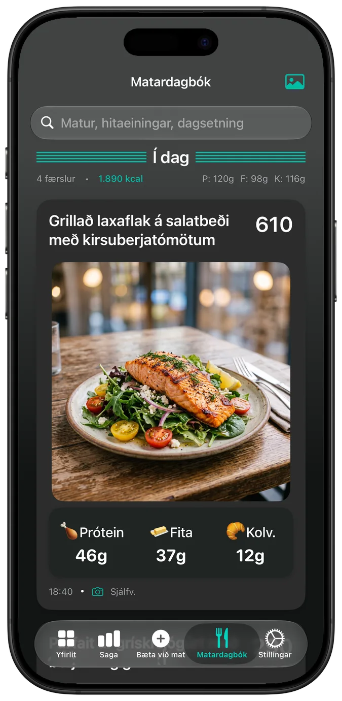 Matardagbókin í dökkri stillingu