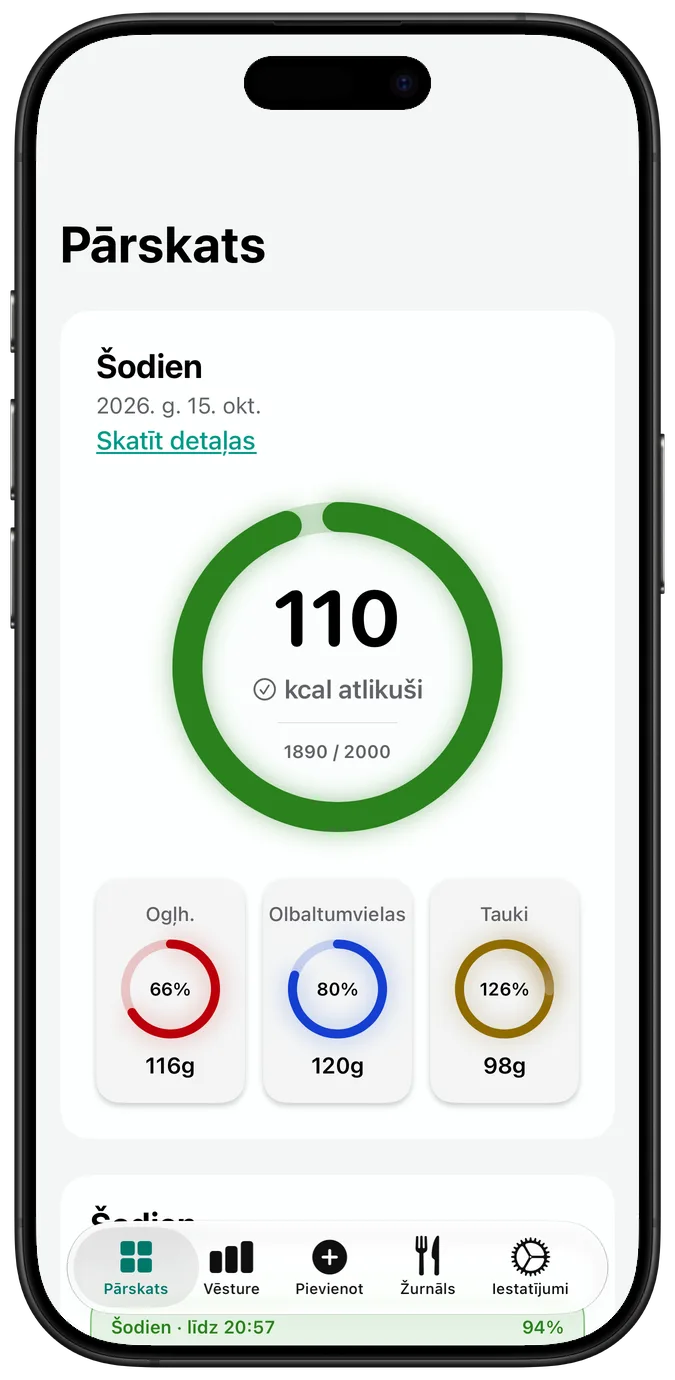 Pārskats ar ieslēgtu iestatījumu „Palielināt kontrastu (Increase Contrast)“, gredzeni spilgtākās krāsās
