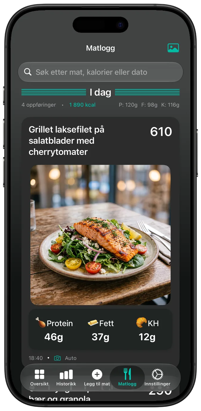 Matloggen i mørk modus