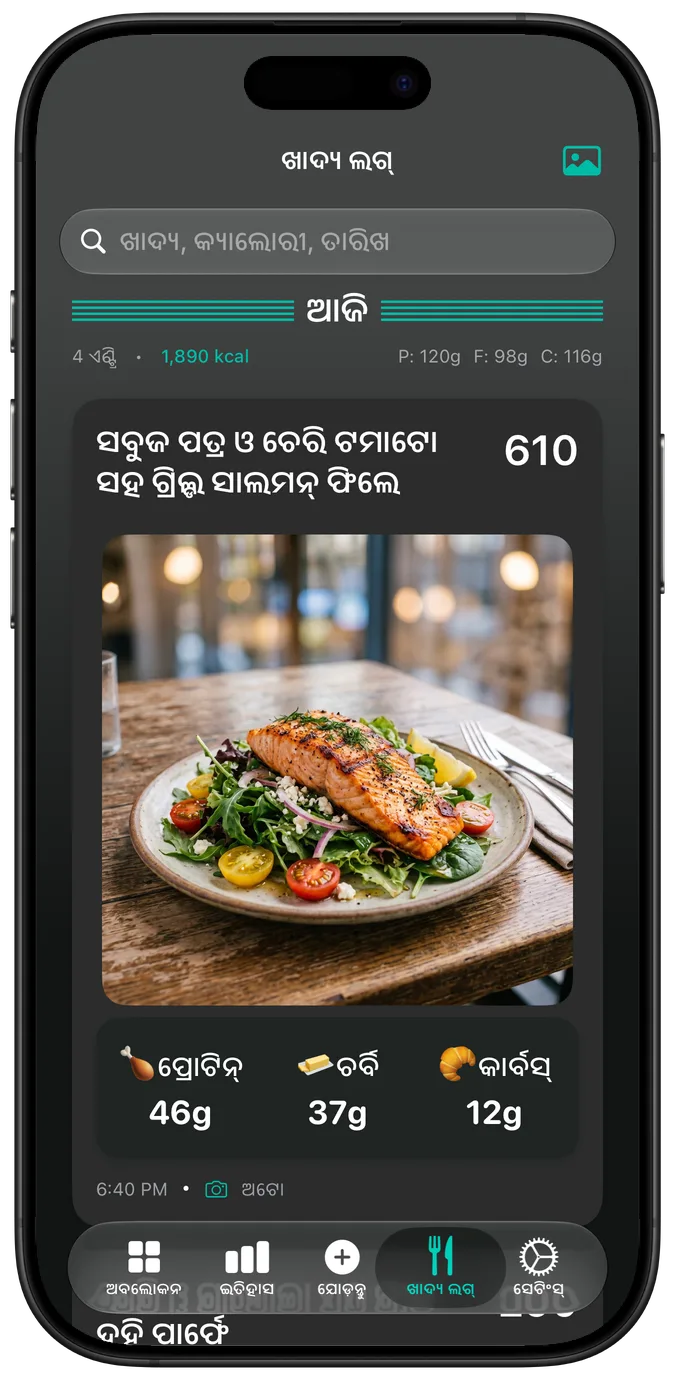 ଡାର୍କ ମୋଡ୍‌ରେ ଖାଦ୍ୟ ଲଗ୍
