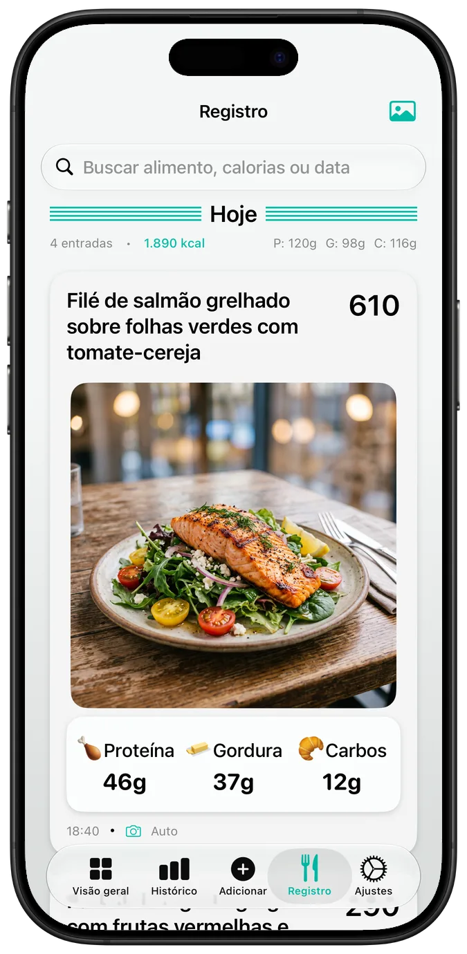 Registro de refeições com fotos