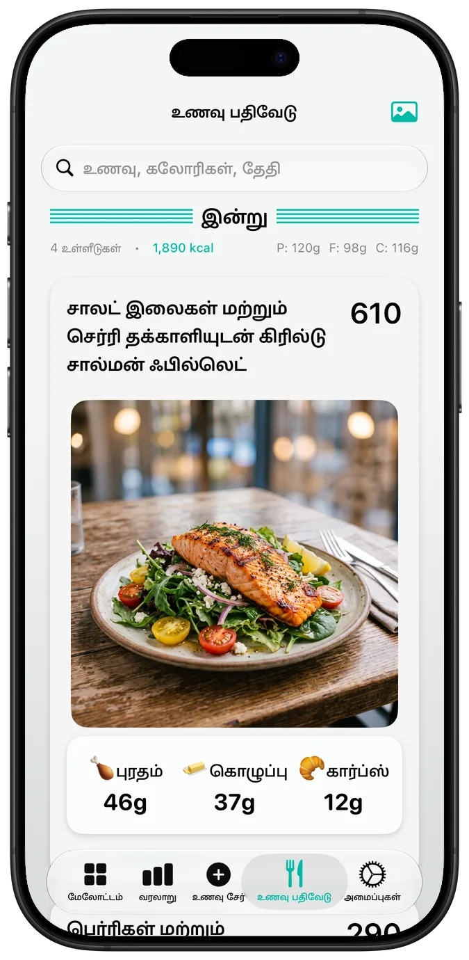 படங்களுடன் உணவு பதிவேடு