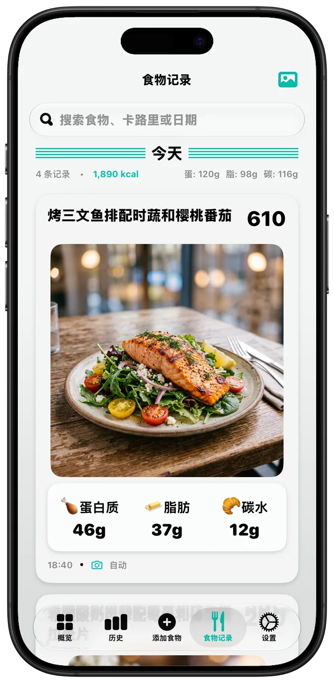 打开“粗体文本”后的食物记录，所有标签都变粗
